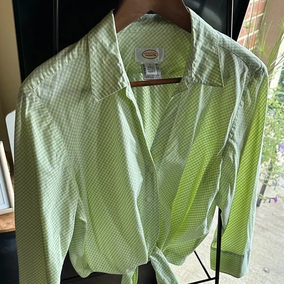 Talbots Light Green Gingham Button Down Shirt - Picture 5 of 8